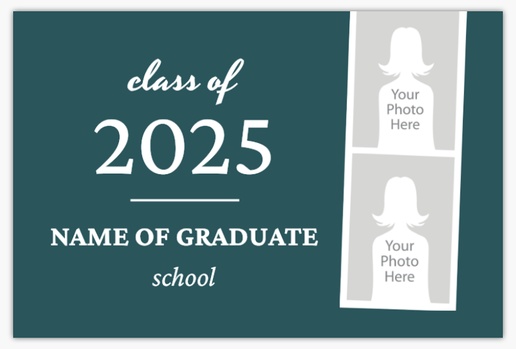 A green and white grad photo strip white gray design for Graduation with 2 uploads