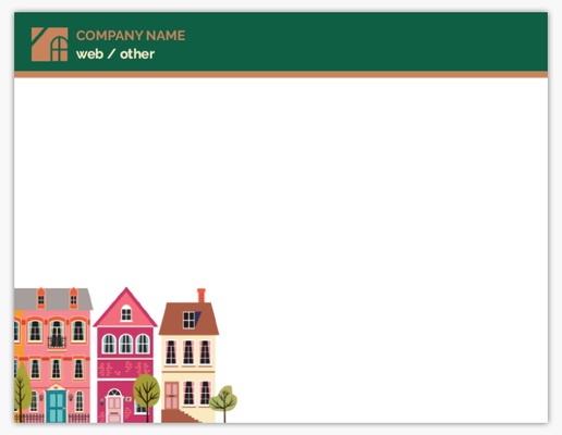 A business row of houses green pink design for Business