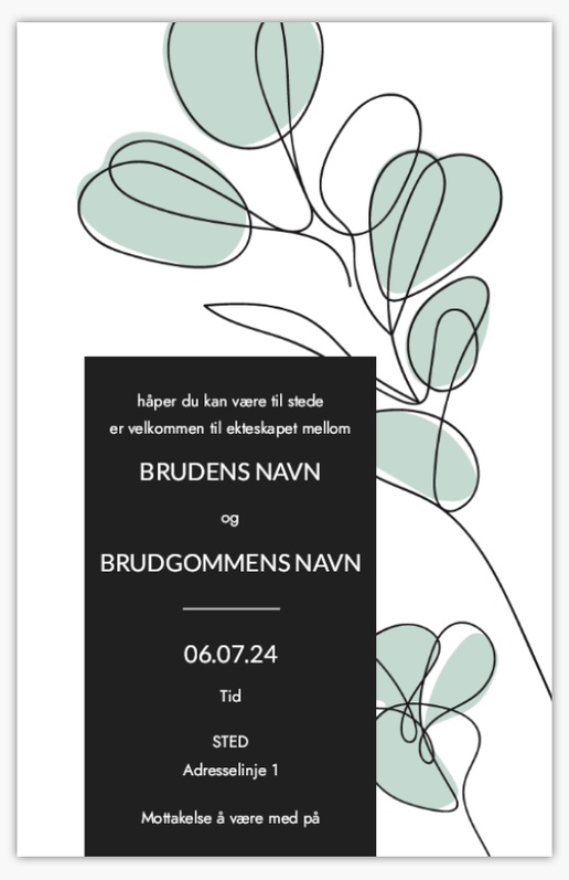 Forhåndsvisning av design for Designgalleri: Minimal Bryllupsinvitasjoner, Ensidig 18.2 x 11.7 cm