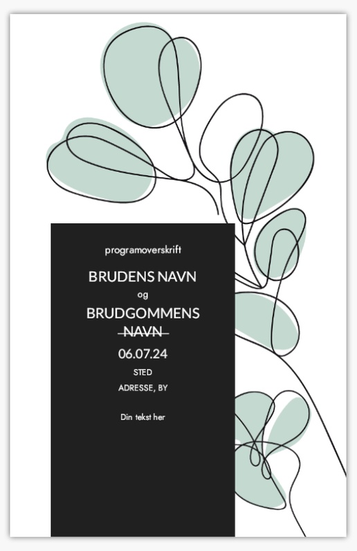 Forhåndsvisning av design for Designgalleri: Moderne Bryllupsprogrammer, 21,6 x 13,9 cm