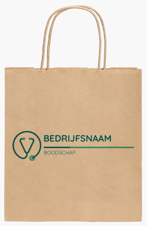 Voorvertoning ontwerp voor Ontwerpgalerij: Gezondheid en maatschappelijke dienstverlening Kraftpapieren tassen, 190 x 80 x 210 mm