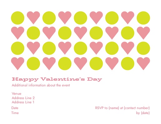 A geometric pattern hearts yellow pink design for Valentine's Day