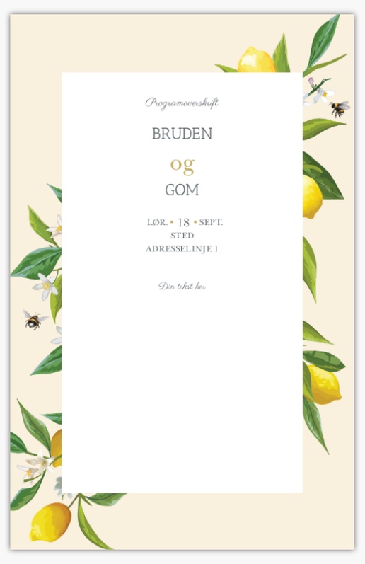 Forhåndsvisning af design for Designgalleri: Blomstret Bryllupsprogrammer, 21,6 x 13,9 cm