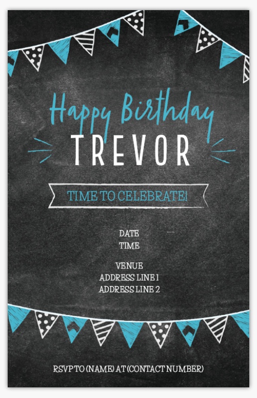 A birthday invite chalkboard gray design for Theme