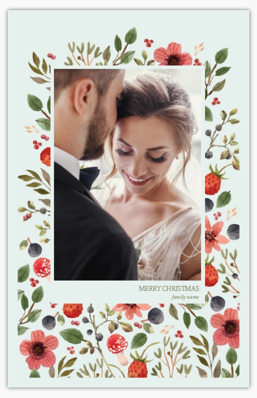 Design Preview for Floral Christmas Cards Templates, Flat 4.6" x 7.2" 