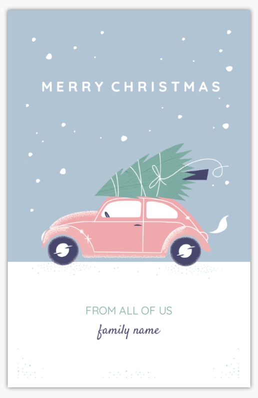 A car car in the snow blue pink design for Christmas
