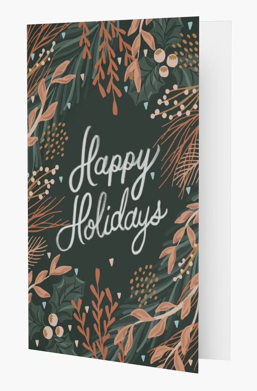 A happy holidays elaborate greenery gray brown design for Holiday