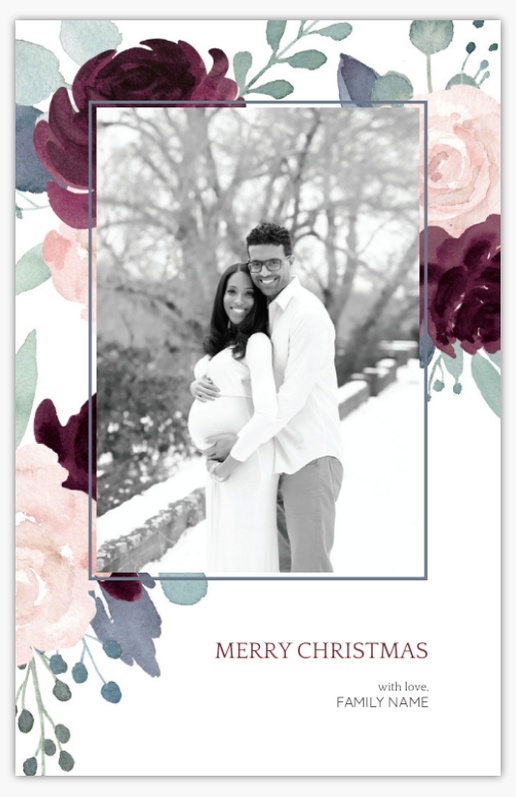 A winter florals photo white purple design for Christmas with 1 uploads