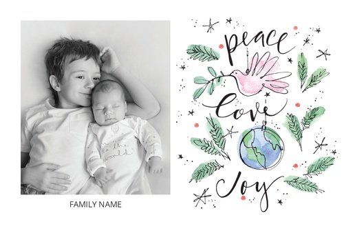 Design Preview for Design Gallery: Peace Christmas Cards, Flat 4.6" x 7.2" 