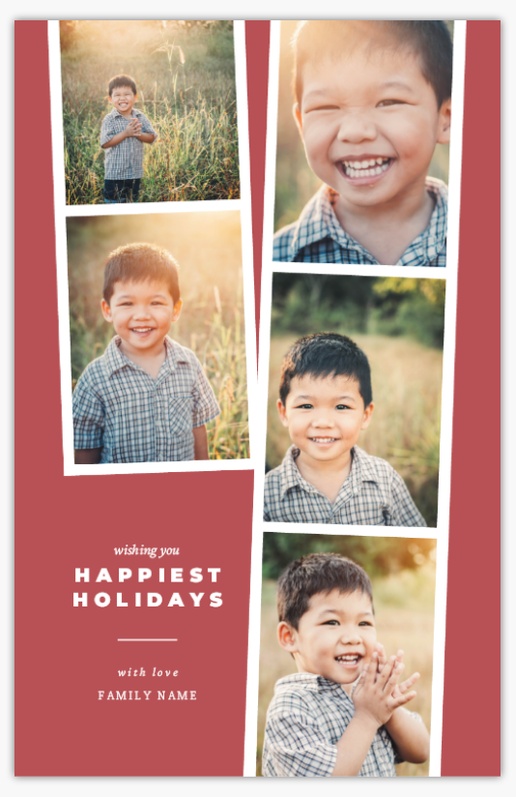 A holiday photo strip white brown design for Theme with 5 uploads