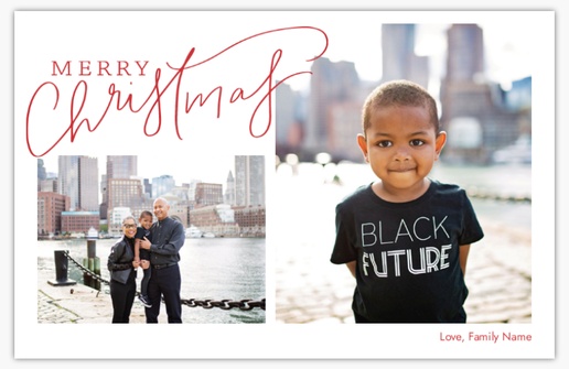A red script photo white gray design for Christmas with 2 uploads