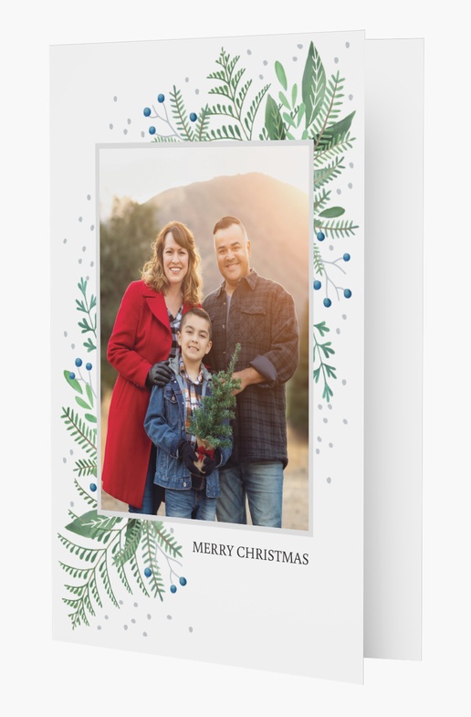 A simple greenery leaves white gray design for Christmas with 1 uploads