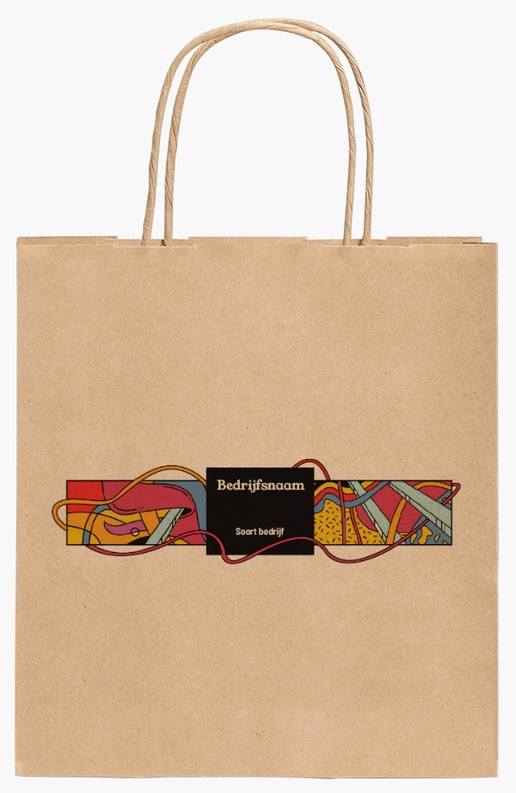 Voorvertoning ontwerp voor Ontwerpgalerij: Kunst en entertainment Full color papieren tassen, 190 x 80 x 210 mm