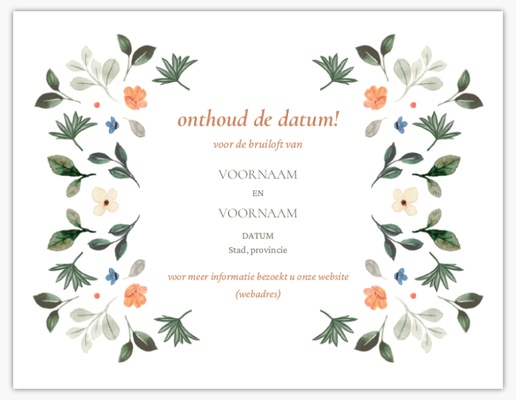 Voorvertoning ontwerp voor Ontwerpgalerij: Bloemen Save-the-date kaarten, 13,9 x 10,7 cm