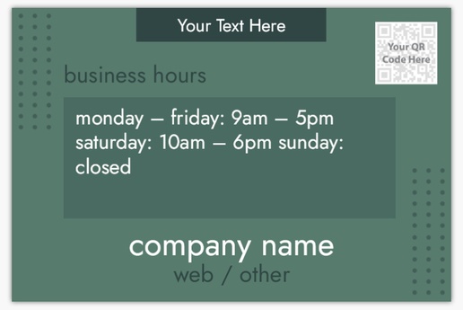 A business hours scan green gray design for Modern & Simple