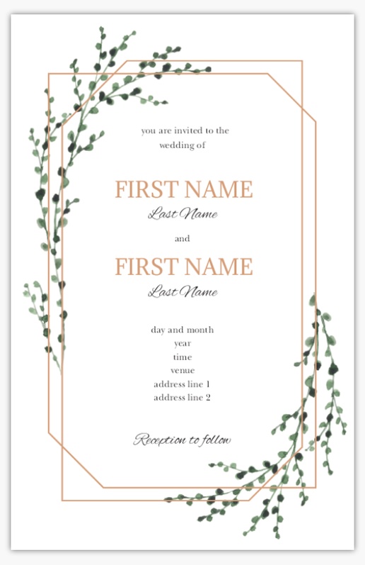 Design Preview for Design Gallery: Wedding Invitations, 4.6" x 7.2" Flat