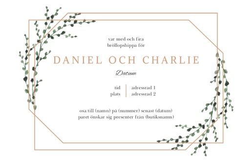 Förhandsgranskning av design för Designgalleri: Bröllop Inbjudningskort, Enkelt 18.2 x 11.7 cm