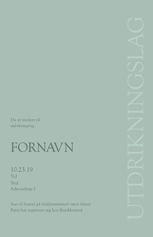 Forhåndsvisning av design for Designgalleri: Moderne og enkel Invitasjoner og kort, Ensidig 18.2 x 11.7 cm