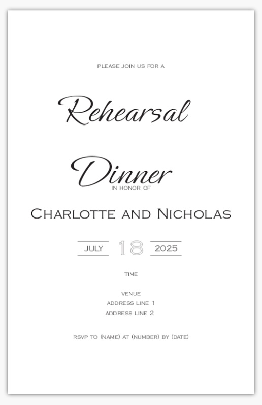 A convite do casamento invito matrimonio white design for Rehearsal Dinner
