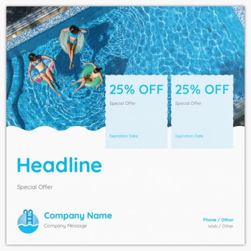 Design Preview for Design Gallery: Pool & Spa Care Postcards, Square (210 x 210 mm)