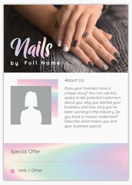 Design Preview for Design Gallery: Nail Salons Postcards, A6 (105 x 148 mm)