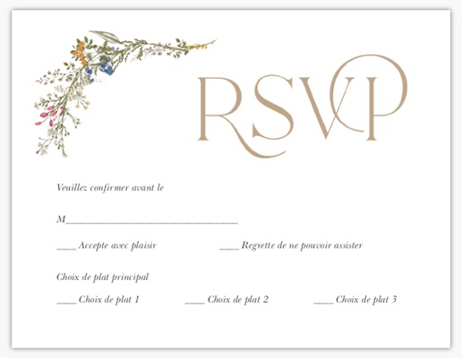 Aperçu du graphisme pour Galerie de modèles : Cartes de réponse de mariage, Fleurs, 5.5" x 4" Flat
