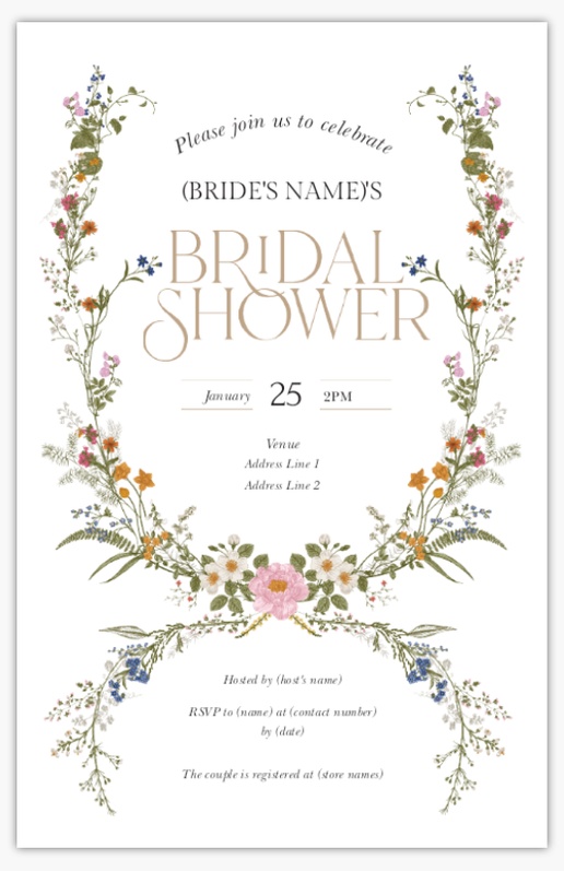 Design Preview for Bridal Shower Invitations & Announcements, 4.6” x 7.2” Flat