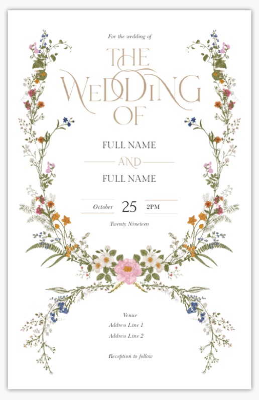 Design Preview for Design Gallery: Floral Wedding Invitations, Flat 18.2 x 11.7 cm