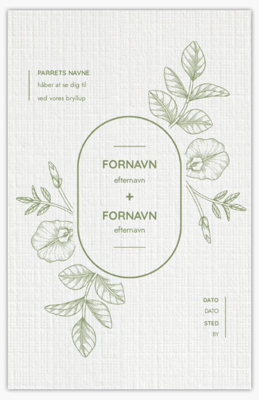 Forhåndsvisning af design for Designgalleri: Grønne planter Bryllupsinvitationer, Enkeltsidet 18.2 x 11.7 cm