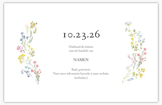 Voorvertoning ontwerp voor Ontwerpgalerij: Bloemen Save-the-date kaarten, 18.2 x 11.7 cm