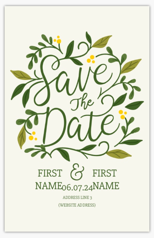 Design Preview for Greenery Save the Date Cards Templates, 4.6" x 7.2"