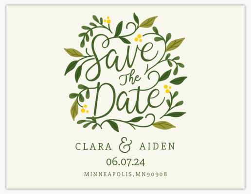 A save the date greenery and vines white cream design for Save the Date