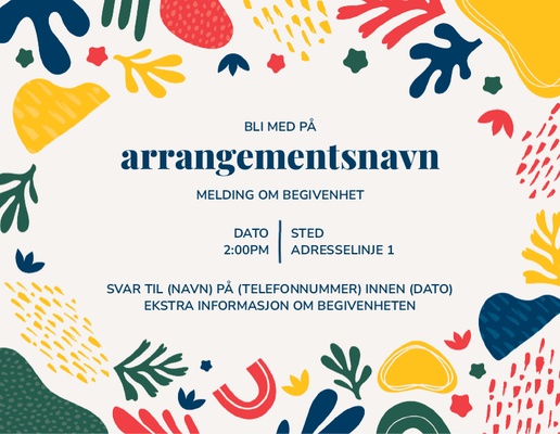 Forhåndsvisning av design for Designgalleri: Fet og fargerik Invitasjoner og kort, Ensidig 14 x 10,1 cm