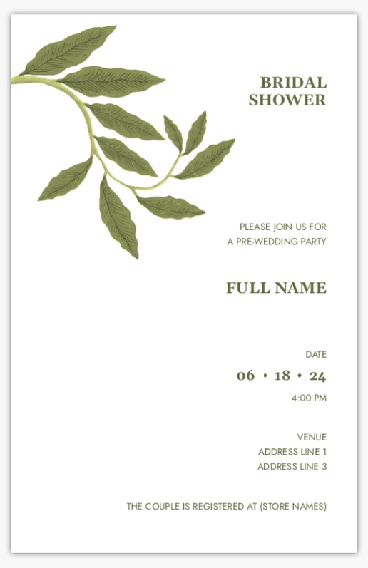 Design Preview for Wedding Events Invitations & Announcements Templates, 4.6” x 7.2” Flat
