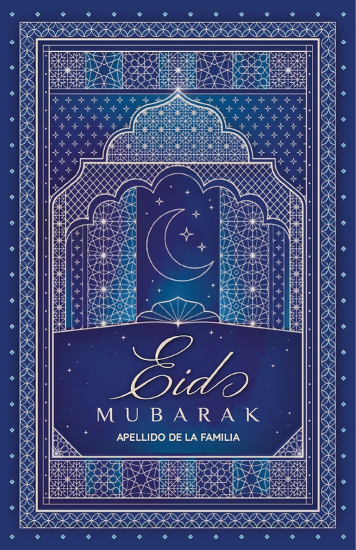 Un huésped luna diseño azul para Eid