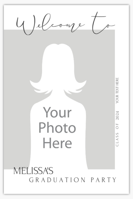 A photo vertical white gray design for Graduation Party with 1 uploads