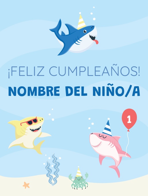 Un 1.ª cumpleaños de Baby Shark diseño blanco para Cumpleaños