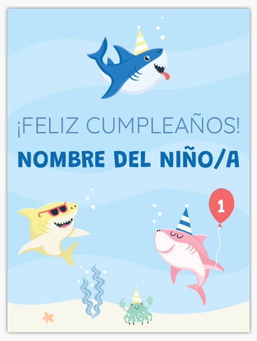 Un 1.ª cumpleaños de Baby Shark diseño azul gris para Cumpleaños infantiles