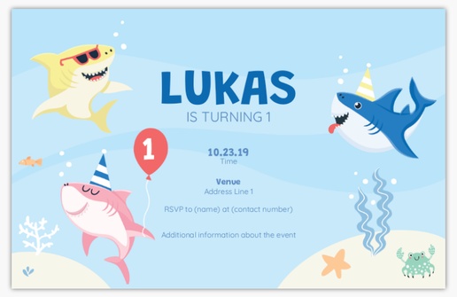 A birthday baby shark party blue cream design for Mermaids & Ocean
