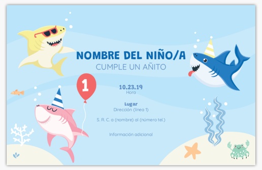 Un cumpleaños fiesta de bebés con tiburones diseño azul crema para Sirenas y océano