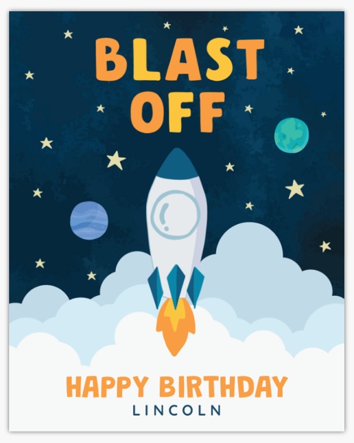 A rocket vertical blue gray design for Child Birthday