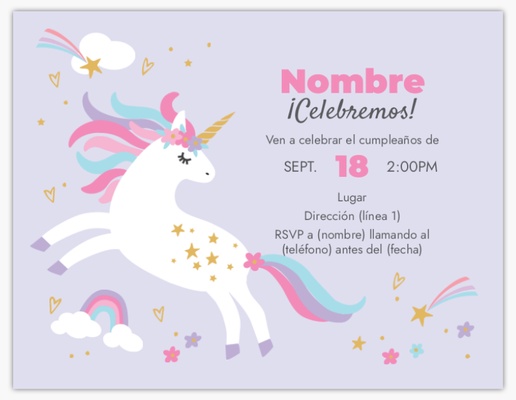 Un unicornios y arcoíris cumpleaños de niños diseño violeta blanco para Unicornios y arcoíris