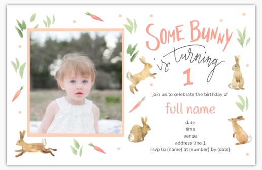 Design Preview for Design Gallery: 1st Birthday Invitations & Announcements, 4.6” x 7.2” Flat