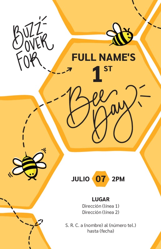 Un abeja melífera cumpleaños de niños diseño blanco naranja para 1er cumpleaños