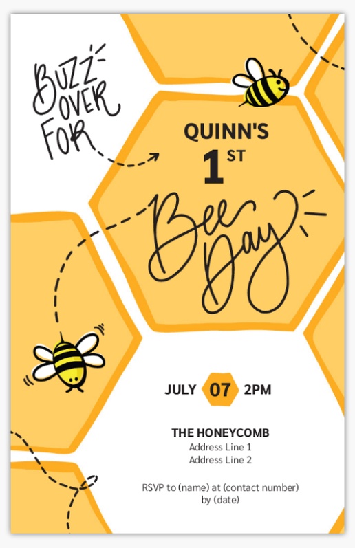 A honey bee kids birthday white orange design for 1st Birthday