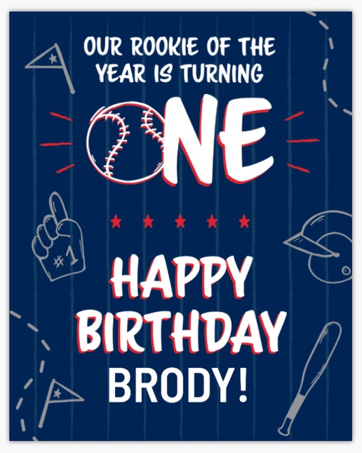 A baseball theme happy birthday blue white design for Milestone Birthday