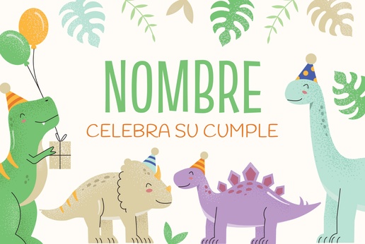 Un cumpleaños dino fiesta de dinosaurios diseño blanco crema para Cumpleaños