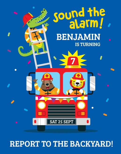A fire department fun blue white design for Birthday