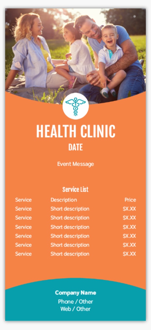 A caduceus mobile clinic orange blue design