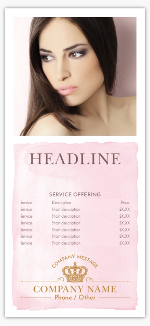Design Preview for Beauty & Spa Custom Menus Templates, Flat Menu